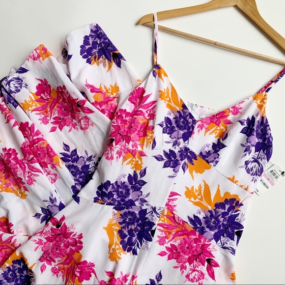 Bar III Floral Maxi Dress White Pink Orange - Picture 1 of 8